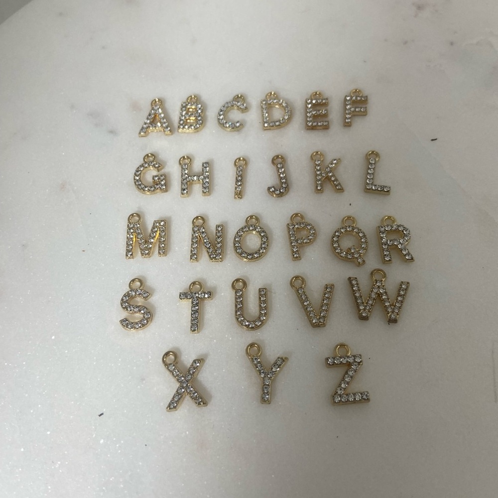 Alphabet Rhinestone Letters Toggle Gold Necklace - Picture 4 of 4